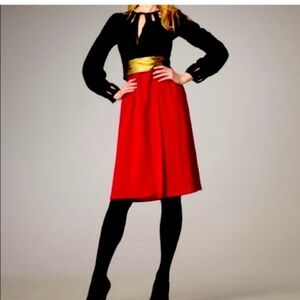 Diane Von Furstenberg Kiandra Black and Red Midi Dress